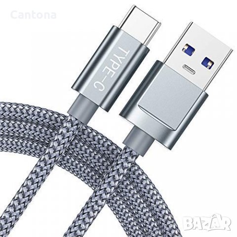 Snowkids USB към USB C 3.0 кабел, QC 60 W за бързо зареждане найлонова оплетка -  2 метра, снимка 1 - USB кабели - 40122533