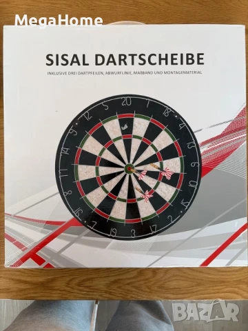 Игра Дартс мишена от сизал 45 см, комплект 3 стрелички, аксесоари за монтаж