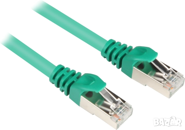 Sharkoon CAT.6 S/FTP Ethernet Кабел 1.5 м – Зелен, Високоскоростен Мрежов LAN Кабел RJ45 за Компютър