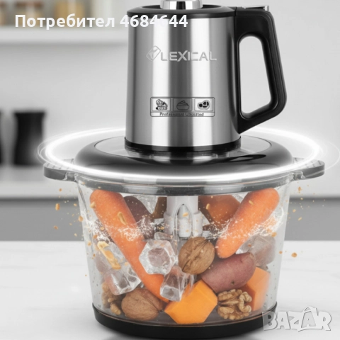 Електрически чопър Lexical LCH-1970 с неръждаем корпус и стъклена купа, снимка 2 - Чопъри и пасатори - 52902710