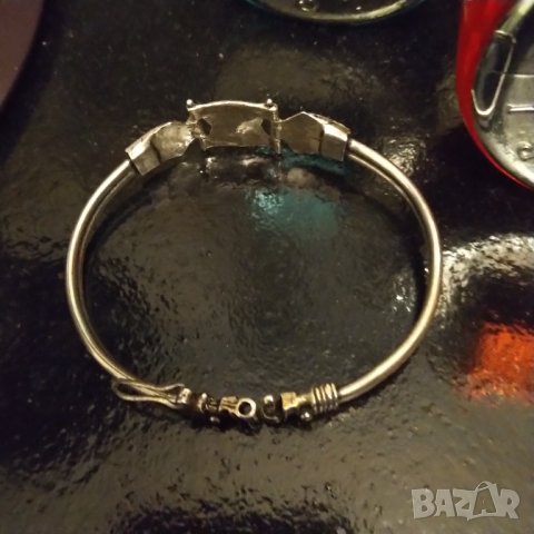 Авторска сребърна гривна с рубин кабошон, снимка 8 - Гривни - 40431424