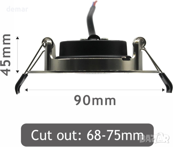 sanlumia 6 бр. LED лампа за вграждане IP44 7W 600lm, 6400K студено бяло, покритие от сатениран никел, снимка 2 - Лед осветление - 44866591