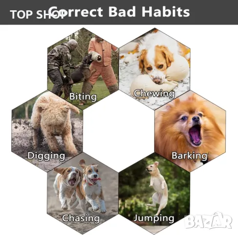 No Shock Safe Нашийник против лай за обучение на кучета с дистанционно управление 300 м обхват, снимка 2 - За кучета - 49785484