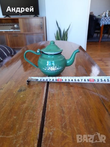 Стар емайлиран чайник #38, снимка 3 - Антикварни и старинни предмети - 36862916