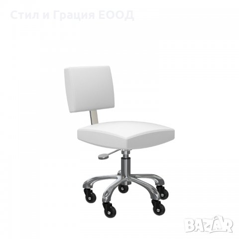 Козметичен стол - табуретка за педикюр Gordon W XS- бяла/черна 34/41 см, снимка 1 - Педикюр и маникюр - 28434099