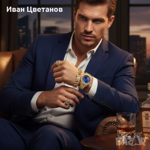 Луксозен комплект с кристали – часовник + гривна