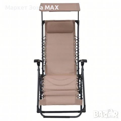 Сгъваем градински шезлонг с нулева гравитация и сенник – комфорт за пълна релаксация, снимка 8 - Градински мебели, декорация  - 53051090
