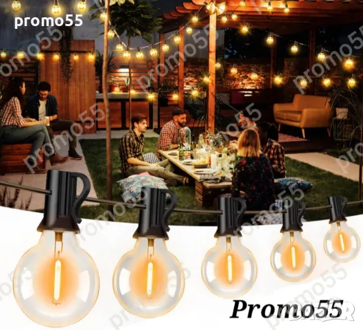 Светлинна Верига 10Бр. Външни Нечупливи Лед Крушки за Декорация 5м, снимка 2 - Външни лампи - 50235219