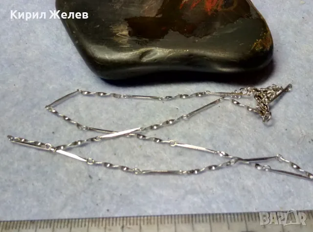 НЕЖНО ПОСРЕБРЕНО БРОНЗОВО КОЛИЕ с ПЕЧАТ 925 ФИНА БИЖУТЕРСКА ВИНТИДЖ АРТ ИЗРАБОТКА 44805, снимка 2 - Колиета, медальони, синджири - 49604870