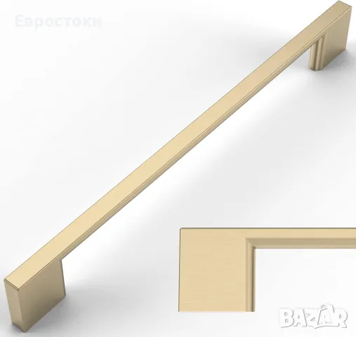 Amerdeco 6 бройки Дръжки за кухненски шкафове Матиран месинг 192 mm Златни дръжки, снимка 2 - Други - 48816761