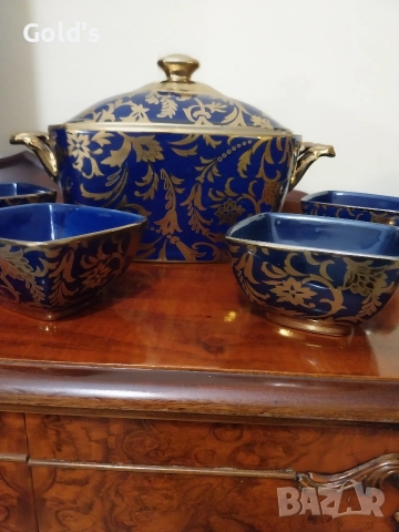 Френски порцеланов сервиз с 24к златно покритие , снимка 3 - Сервизи - 52654884