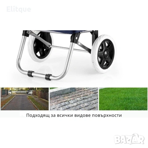 Сгъваема пазарска количка 56 литра Troll03Blue – лека, водоустойчива , снимка 3 - Други стоки за дома - 53120293