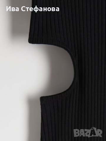 Нова изрязан акцент на кръста дълга  спортно  елегантна еластична черна рипсена рокля рипс , снимка 4 - Рокли - 43611015