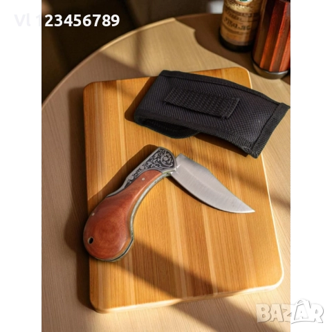 Сгъваем нож гравиран "Woodland Classic" – дървена дръжка, снимка 5 - Ножове - 51435194