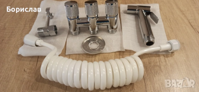 Хигиенен душ за тоалетна или биде с троен кран - 3 цвята, снимка 2 - Душове - 53424663