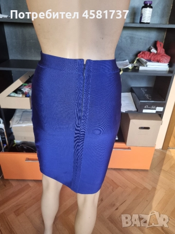 Бандажна права пола в кобалтово синьо, снимка 3 - Поли - 51799397