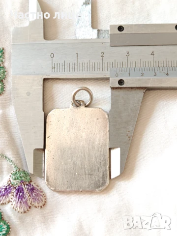 Старинен Сребърен Медальон Свети Христофор, снимка 2 - Антикварни и старинни предмети - 51235383