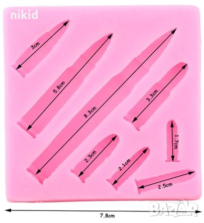 Патрони Гилзи куршуми силиконов молд форма декор украса сладки фондан мъфини и шоколад, снимка 3 - Форми - 27821124