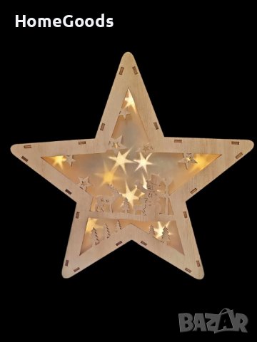 Дървена светеща настолна фигурка Звезда, снимка 2 - Декорация за дома - 42961586