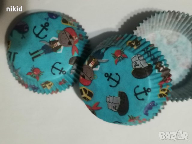 50 бр хартиени капсули Пират Пиратско парти пирати кошнички за кексчета мъфини парти