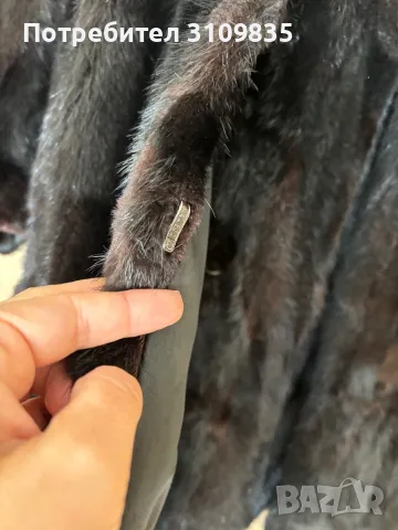 Кожено палто - черен косъм, леко разкроено , снимка 4 - Палта, манта - 47454152