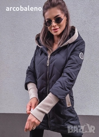 Ватирано дамско яке с качулка и декоративни ръкави, снимка 9 - Якета - 51781916