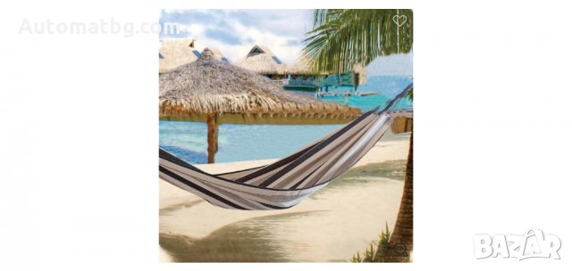 Хамак Бял Черен на райе 200х80 см, Automat, снимка 2 - Градински мебели, декорация  - 33432634