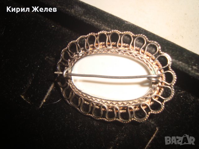 СРЕБЪРНА ФИЛИГРАННА ПОРЦЕЛАНОВА РЪЧНО РИСУВАНА РЕТРО БРОШКА АРТ НУВО 20715, снимка 2 - Други - 32266475