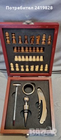 Комплект за вино MK Handel 36 части в дървена кутия с комплект за сомелиер шах, снимка 2 - Други - 35370098