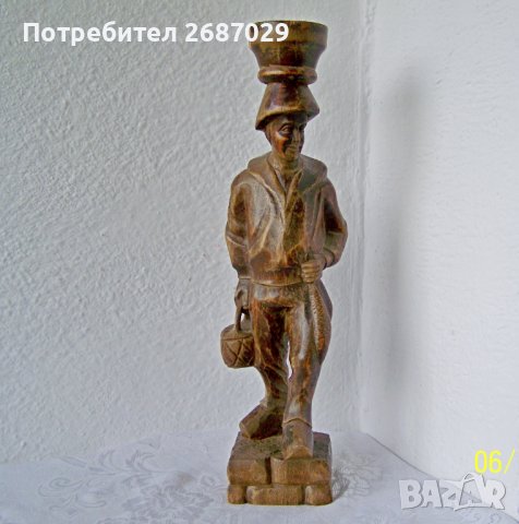  пластика дърво дърворезба фигура рибар, жена, вол, животно, снимка 1