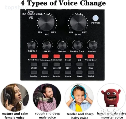 Нов Професионален микрофон + миксер и саунд ефекти BM800 за подкасти стрийминг, YouTube TikTok, снимка 4 - Ресийвъри, усилватели, смесителни пултове - 50552431