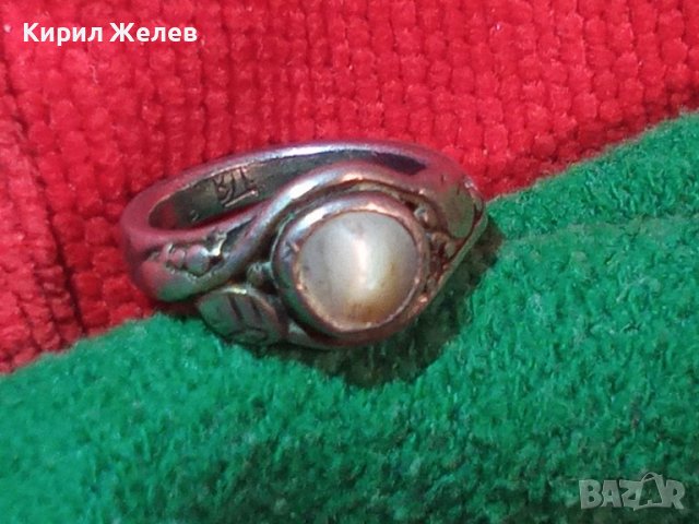 СТАРИНЕН СРЕБЪРЕН ПРЪСТЕН с ИНИЦИАЛИ на МАЙСТОРА "ВД" ВИСОКА ПРОБА СРЕБРО с БЯЛ ИВИЧЕСТ АХАТ 25205, снимка 3 - Антикварни и старинни предмети - 34631881