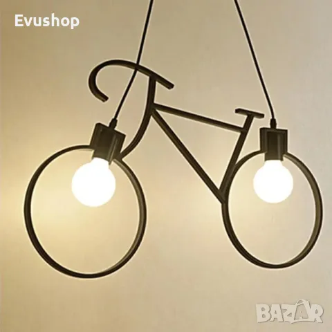 Полилей Bicycle, Черен Метал, 60 см, снимка 2 - Лампи за таван - 50177002