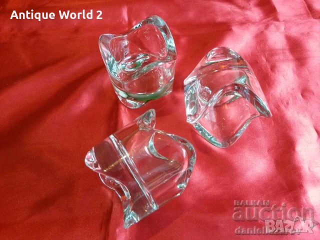 Комплект Шведски Свещници КРИСТАЛНО Стъкло, снимка 4 - Антикварни и старинни предмети - 53197114