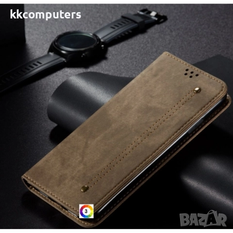 Realme Note 60 Denim Texture Wallet Кожен Калъф и Протектор, снимка 3 - Калъфи, кейсове - 52732349