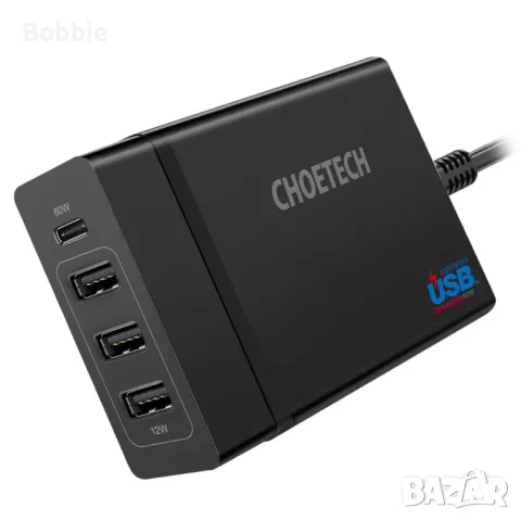 Зарядно станция CHOEHECH с 3 USB / 1 Type-C 60W за телефон, таблет, лаптоп, снимка 5 - Безжични зарядни - 48125299