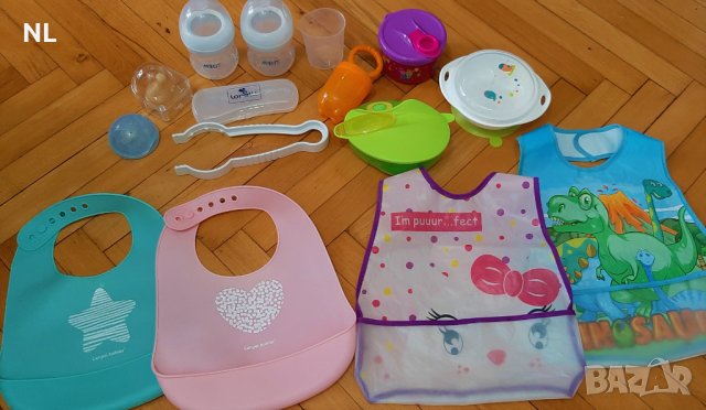 биберон и протектори Nuk,лигавче Canpol,купа за хранене,залъгалка,шампоан,пудра,четка