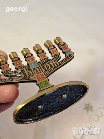 бронзов свещник еврейска менора 25/3, снимка 6 - Декорация за дома - 50085422