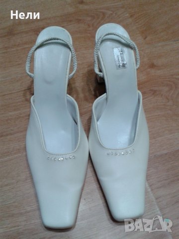  Дамски бели обувки с токчета - 37 номер, снимка 2 - Дамски обувки на ток - 36865174