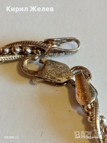 Сребърна гривна плетка тип ХЕРИНГОВА КОСТ много красива ювелирна изработка 52682, снимка 6 - Гривни - 53040988