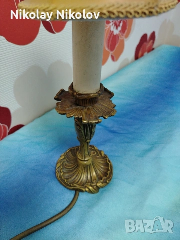 бронзова лампа с шапка, снимка 2 - Настолни лампи - 53143767