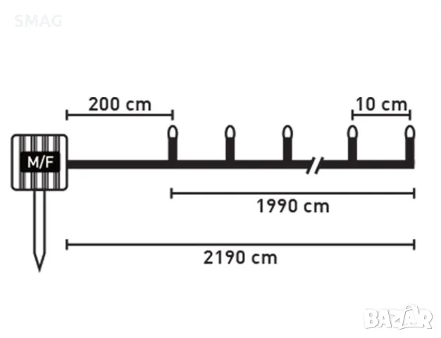 200 соларни LED светлини с програма и светлинен сензор 19.9m - топло бяло S_1225310, снимка 2 - Соларни лампи - 49921617