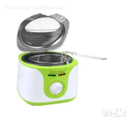 Фритюрник Voltz, 2 литра, 1300W, 80-190 C, Незалепващ съд, Бял/зелен 2 ГОДИНИ ГАРАНЦИЯ, снимка 6 - Фритюрници - 52885116
