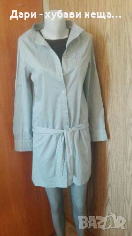 Памучна синя риза, с кройка на парка🍀❤S,S/M❤🍀арт.4386, снимка 3 - Ризи - 37330320