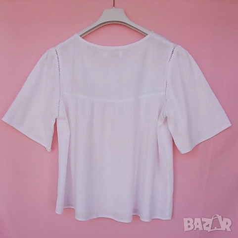 Стилни дамски бели памучни и кенарени блузи с бродерии без бродерия., снимка 11 - Ризи - 51481162