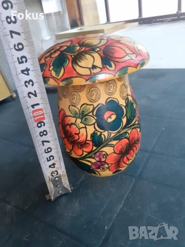 Руска дървена играчка гъба рисувана Матрьошка, снимка 6 - Антикварни и старинни предмети - 53280642