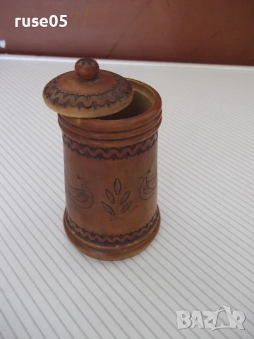 Кутия дървена пирографирана цилиндрична с капак от соца, снимка 8 - Колекции - 51358804