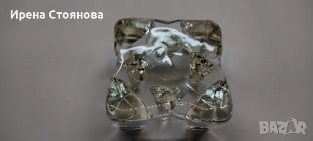 Стъклена поставка за чаена свещ/подгрев за чайник, масивно пресовано стъкло. , снимка 2 - Декорация за дома - 49377456