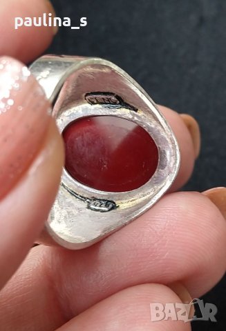 Стар турски сребърен пръстен с Карнеол - камъкът на любовта и здравето, снимка 3 - Пръстени - 40446795