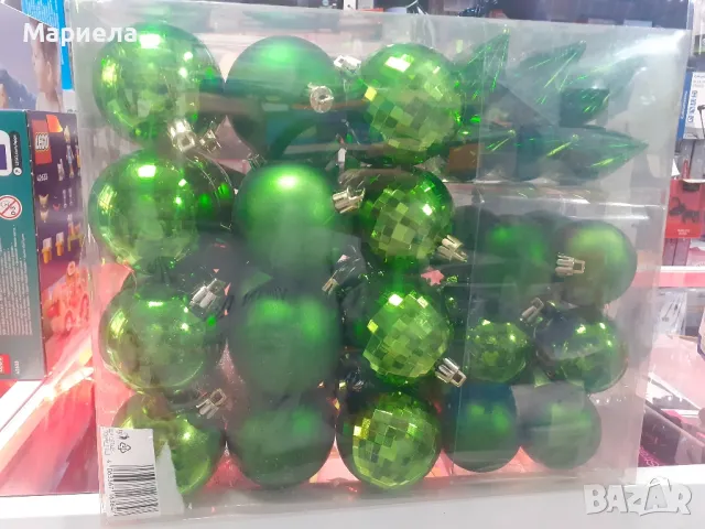 Комплект коледна украса за бяла елха, Коледни украси в зелено , снимка 2 - Декорация за дома - 47763559